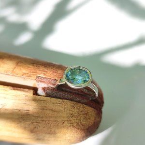 Handmade Sterling Silver Aquamarine ring | Vintage bezel set
